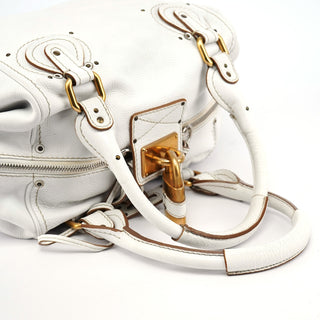 Chloe White Leather Paddington Pocket Shoulder Bag