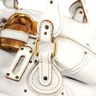 Chloe White Leather Paddington Pocket Shoulder Bag