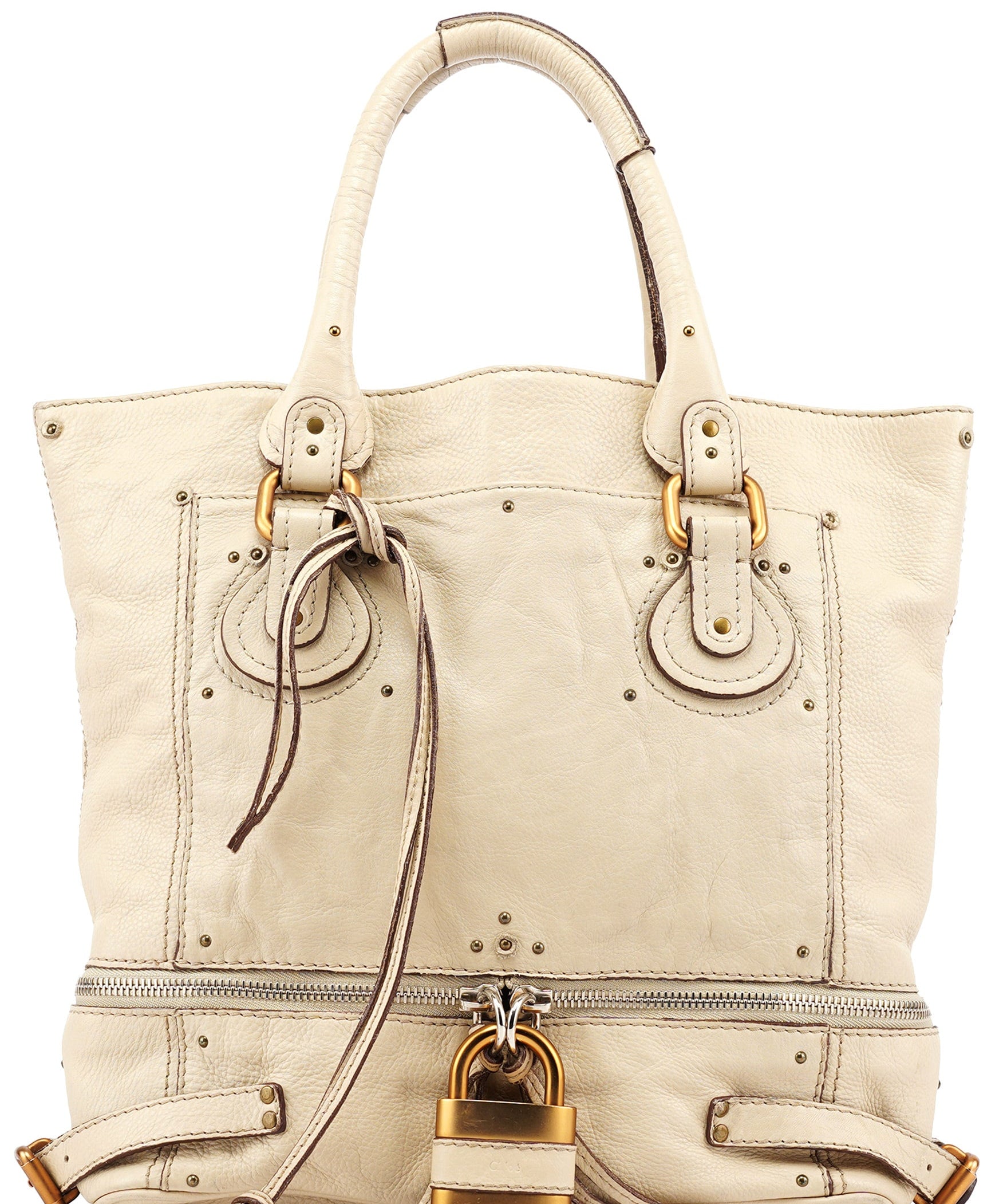 Chloé White Leather Paddington Tote Bag