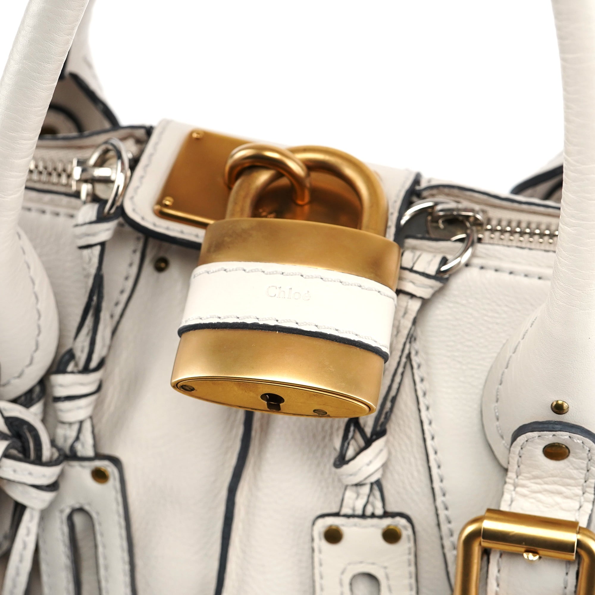 Chloe White Leather Paddington Tote Bag