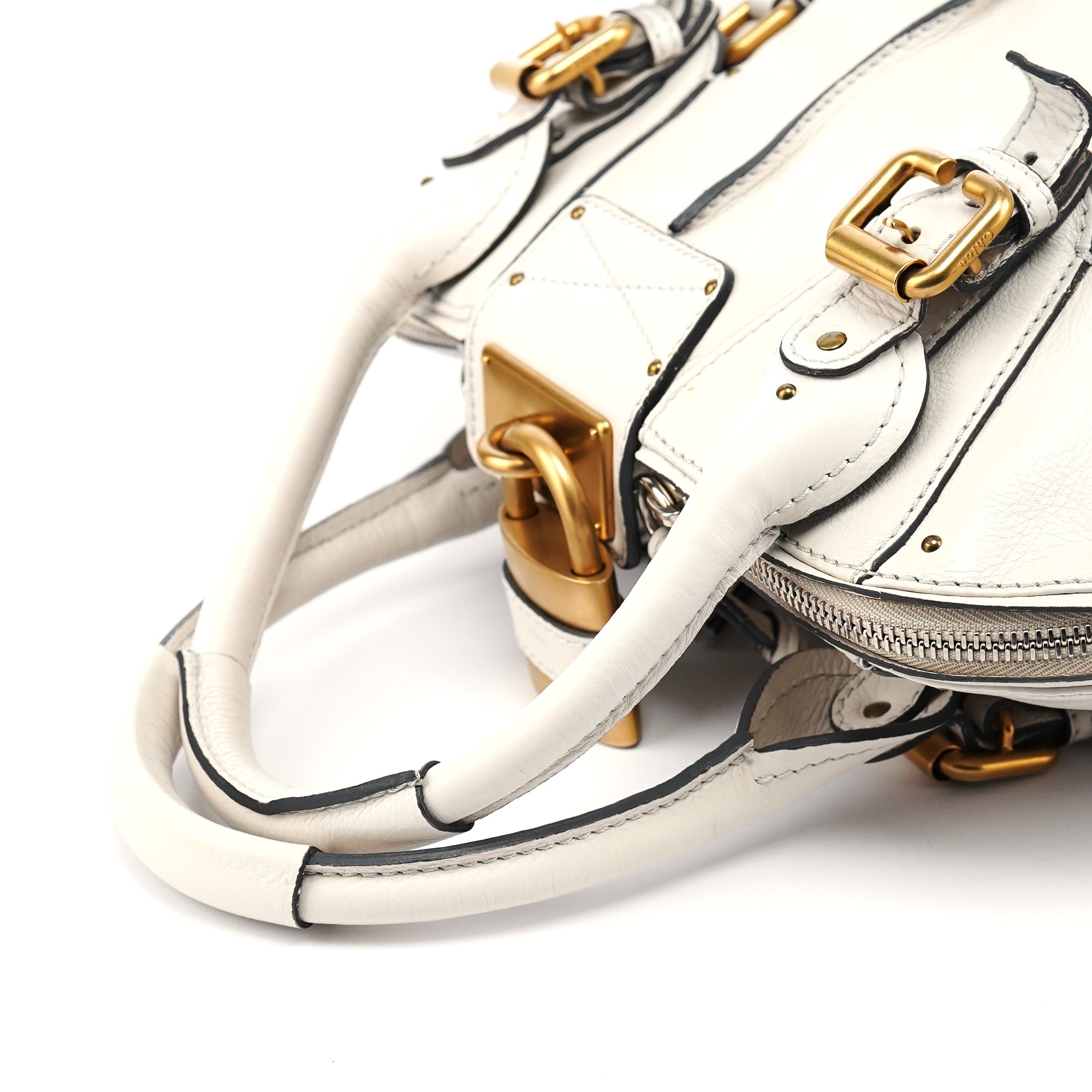 Chloe White Leather Paddington Tote Bag