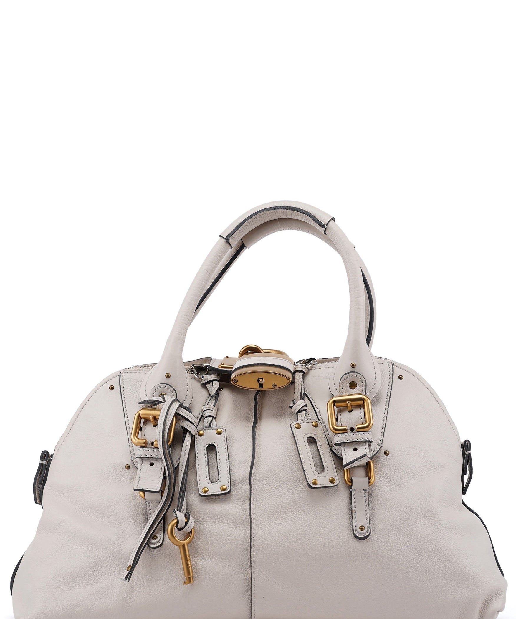 Chloe White Leather Paddington Tote Bag
