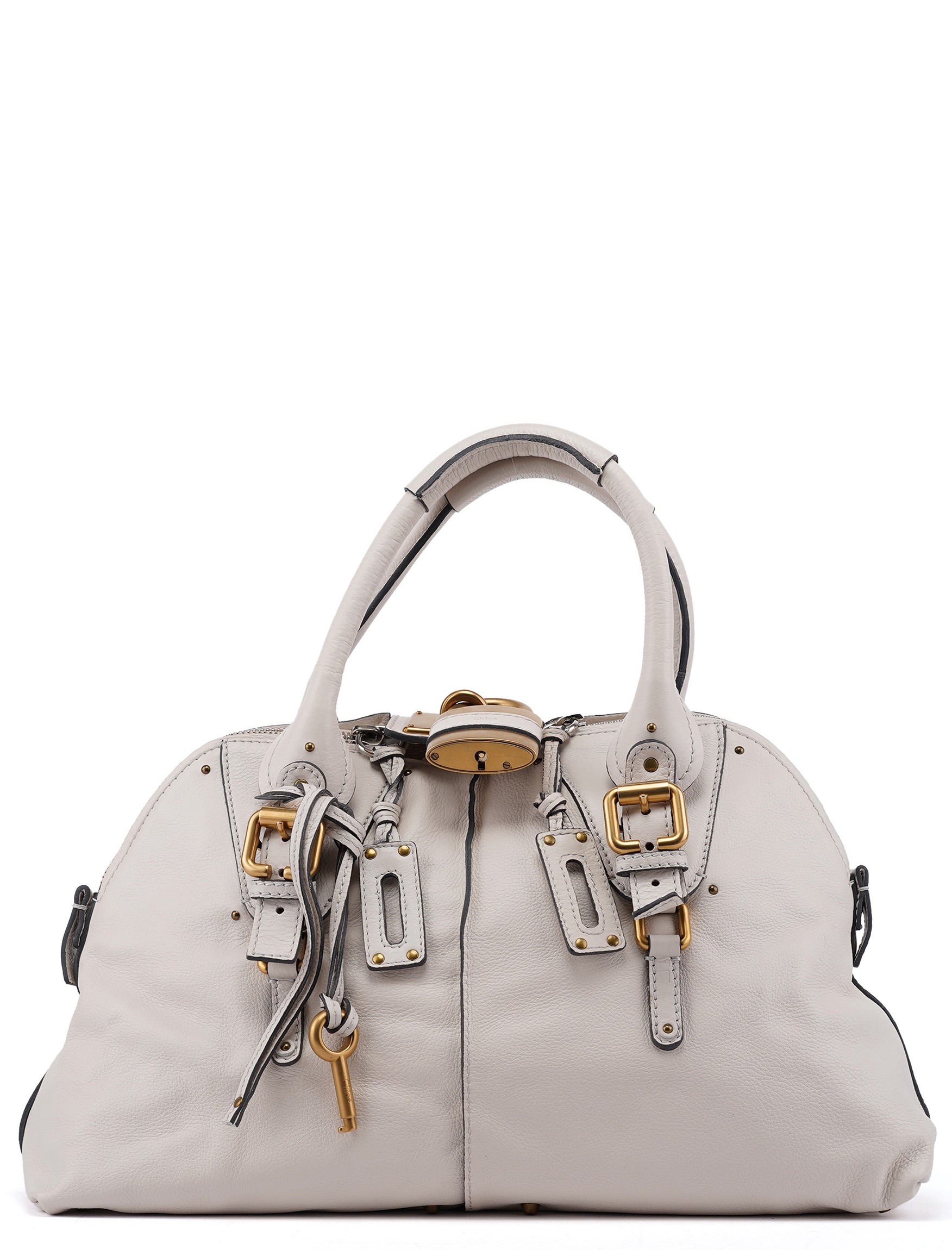 Chloe White Leather Paddington Tote Bag