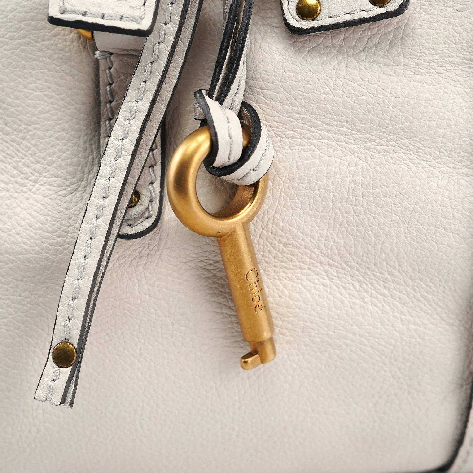 Chloe White Leather Paddington Tote Bag