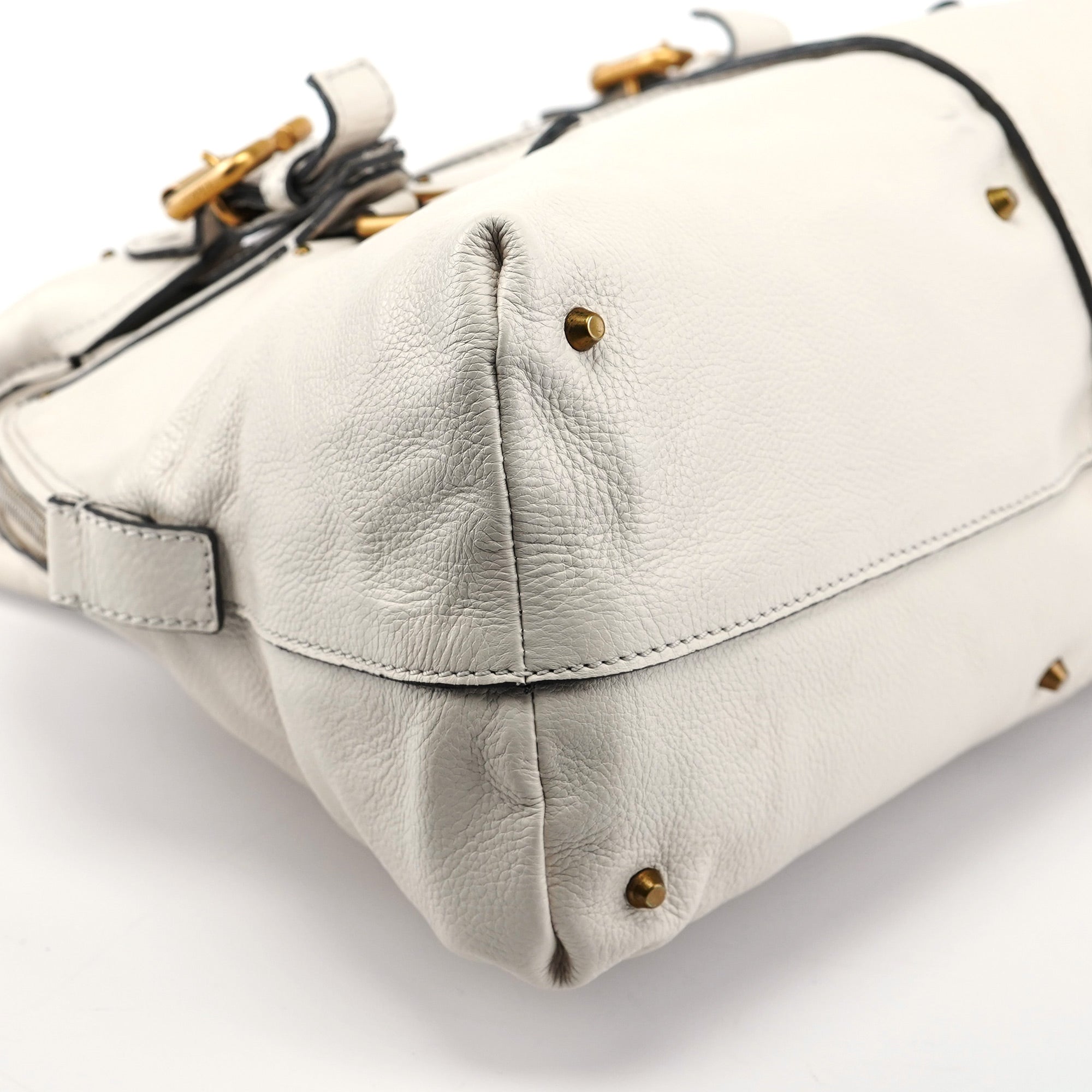 Chloe White Leather Paddington Tote Bag