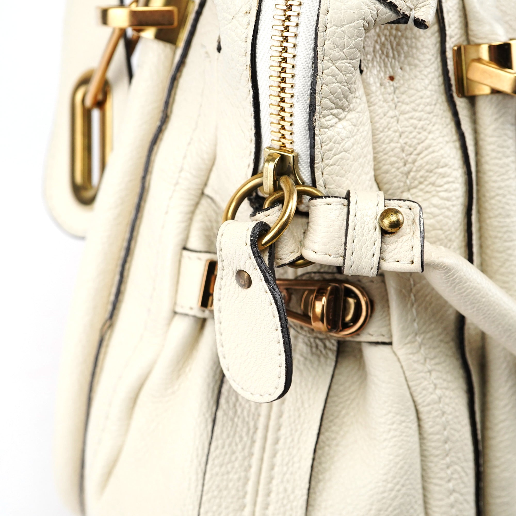 Chloé Paraty 2-Way Schultertasche aus weißem Leder