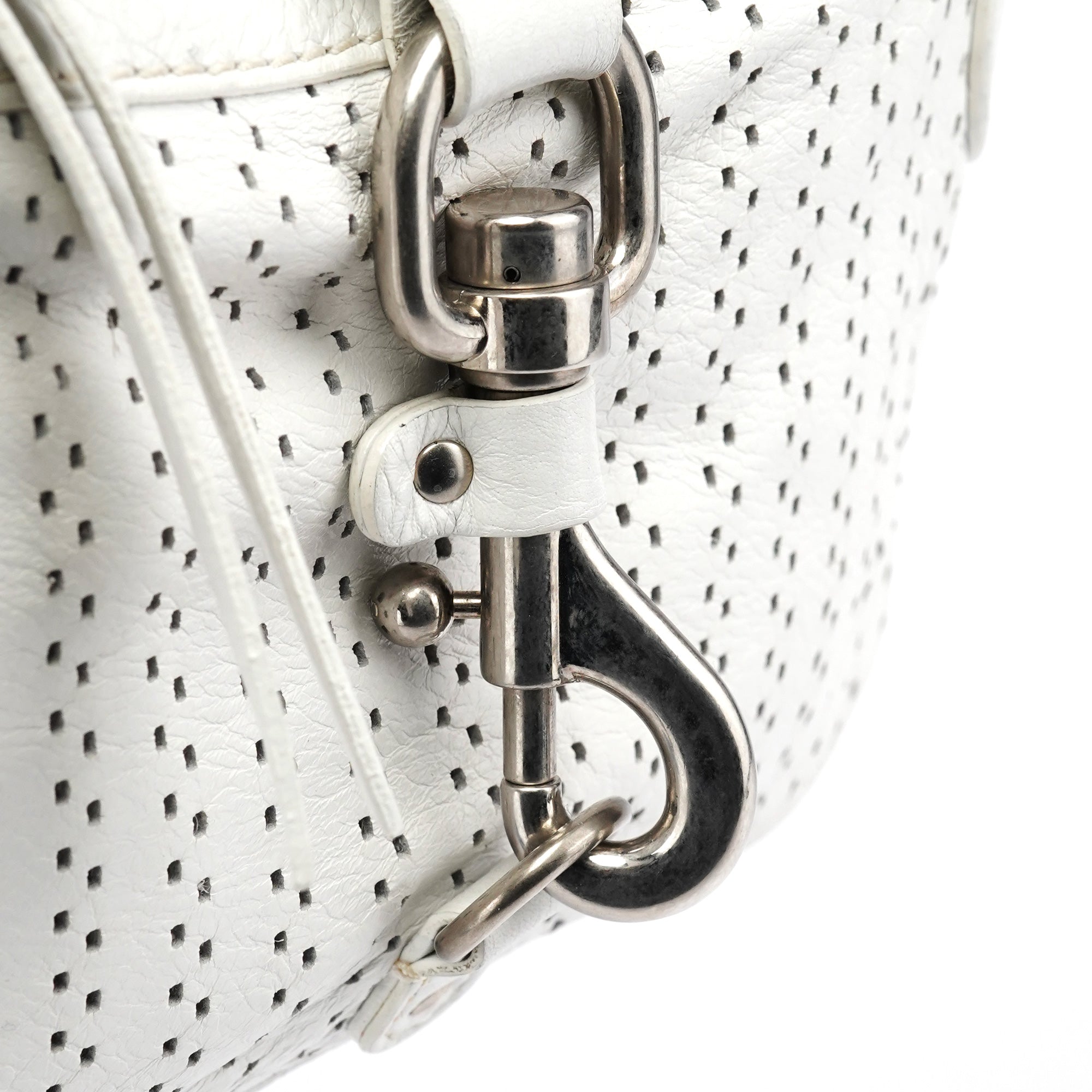 Chloe White Perforated Leather Shoulder Bag