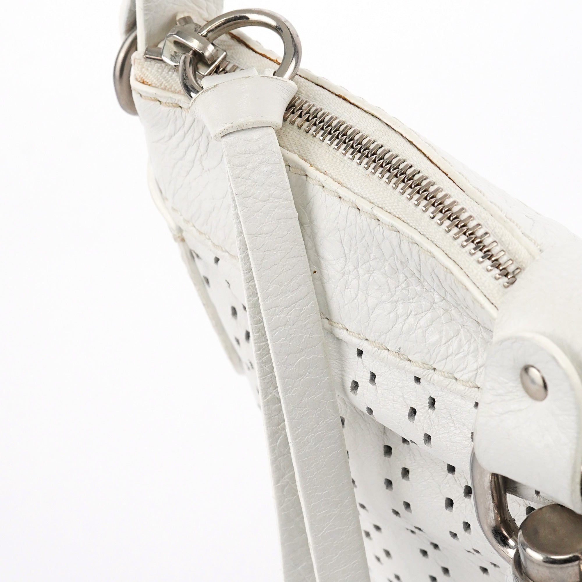 Chloe White Perforated Leather Shoulder Bag
