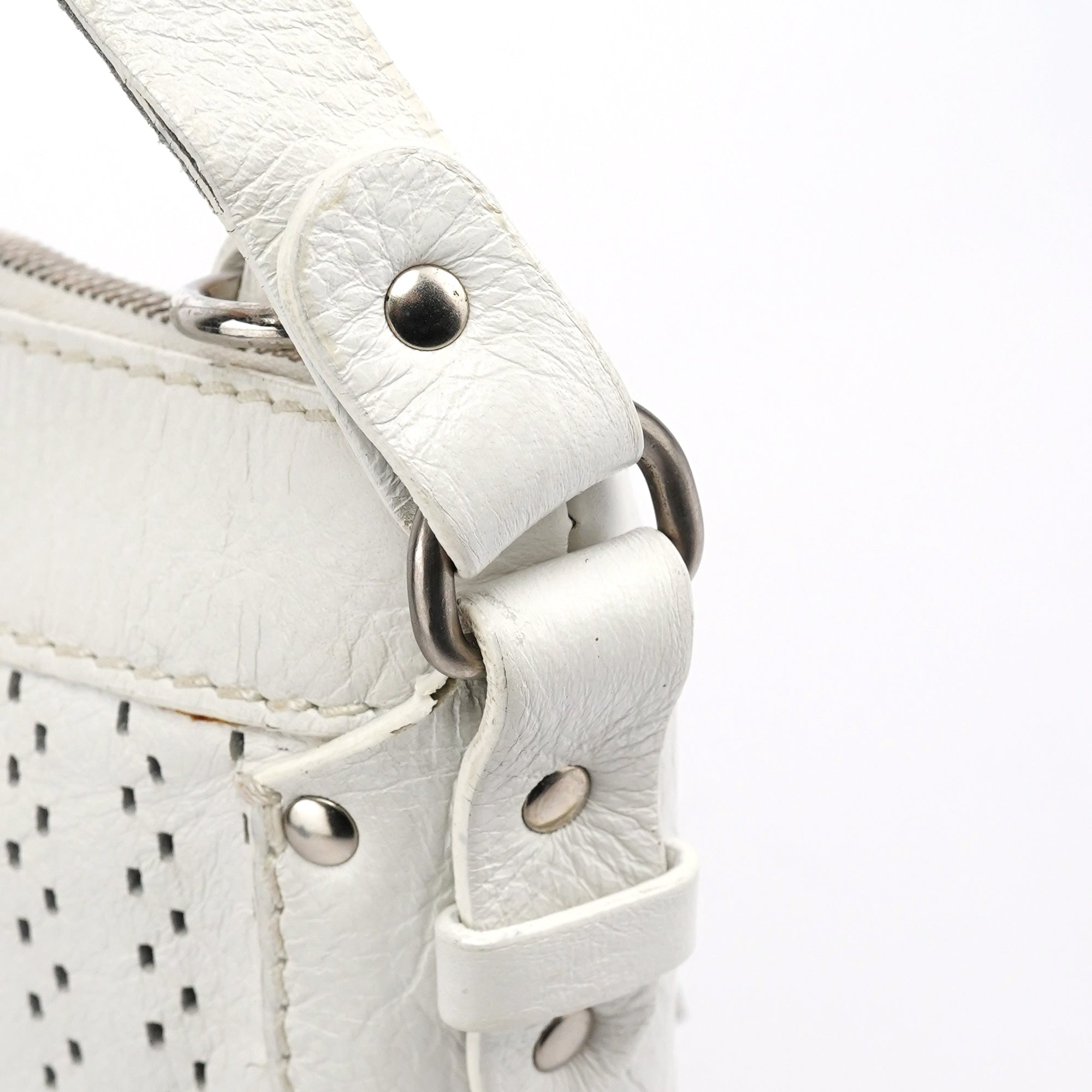 Chloe White Perforated Leather Shoulder Bag
