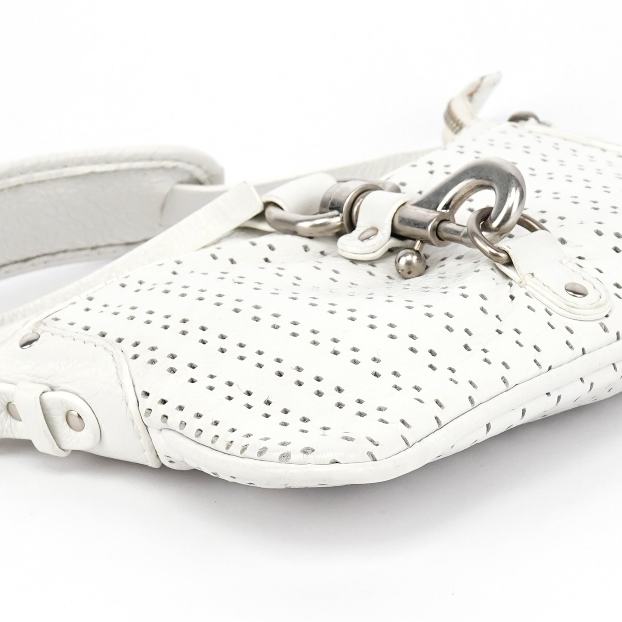 Chloe White Perforated Leather Shoulder Bag