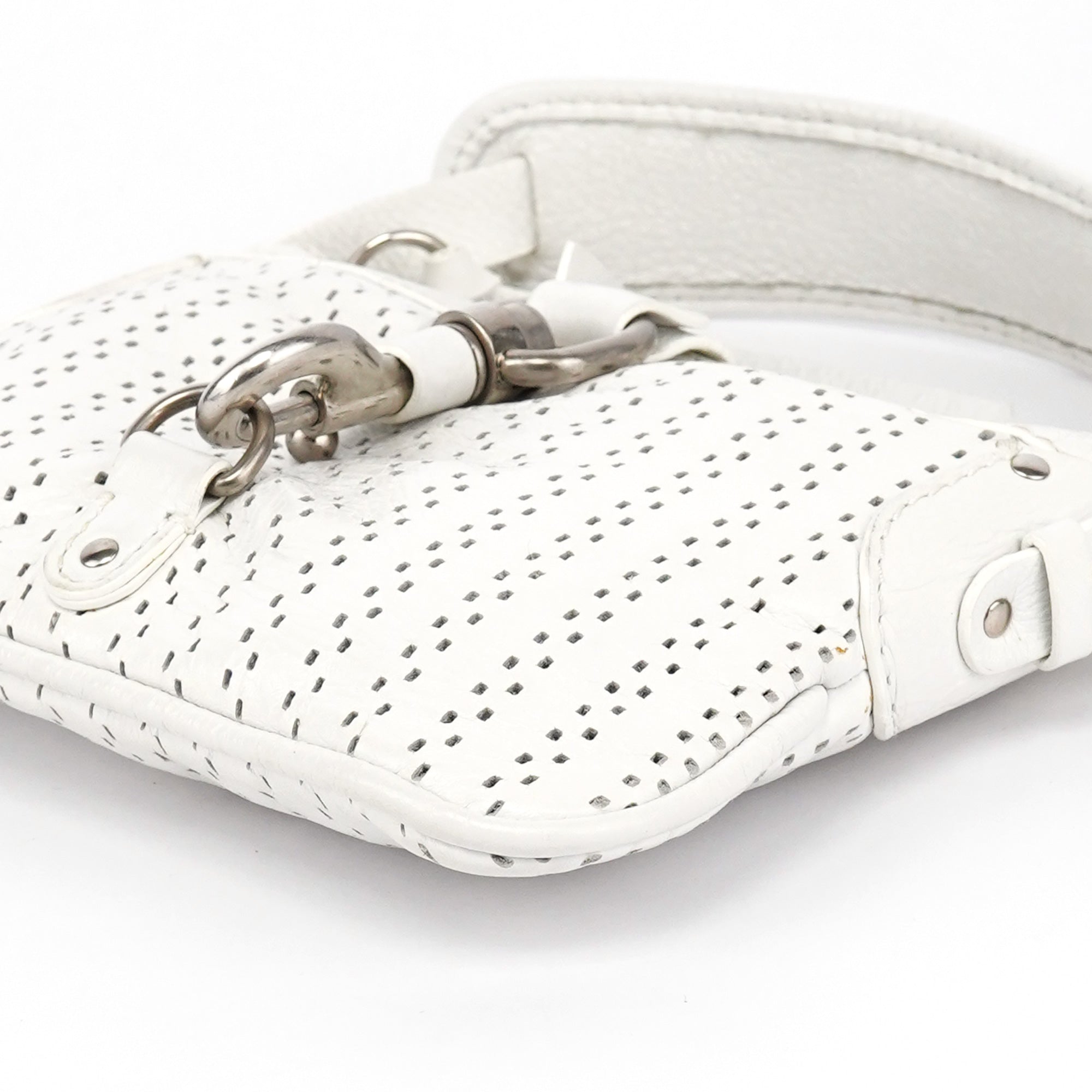 Chloe White Perforated Leather Shoulder Bag