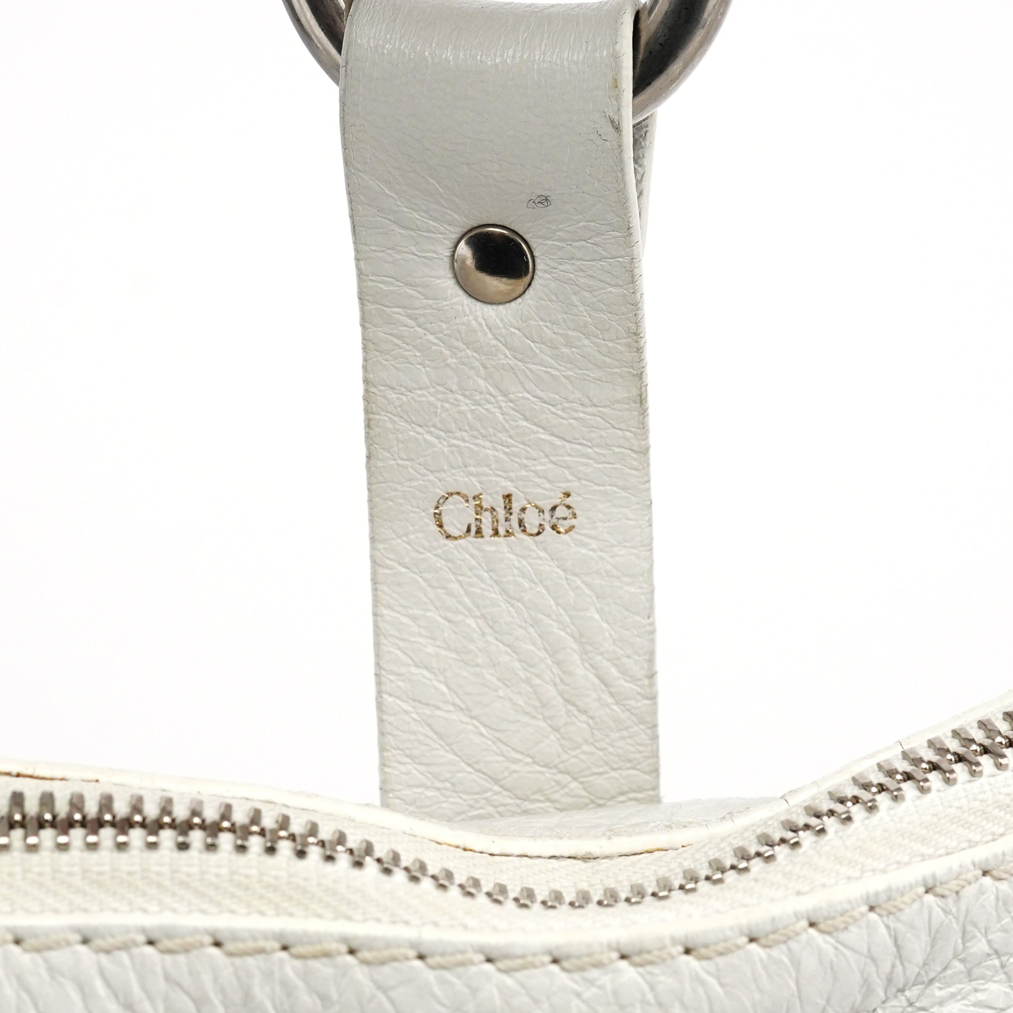Chloe White Perforated Leather Shoulder Bag