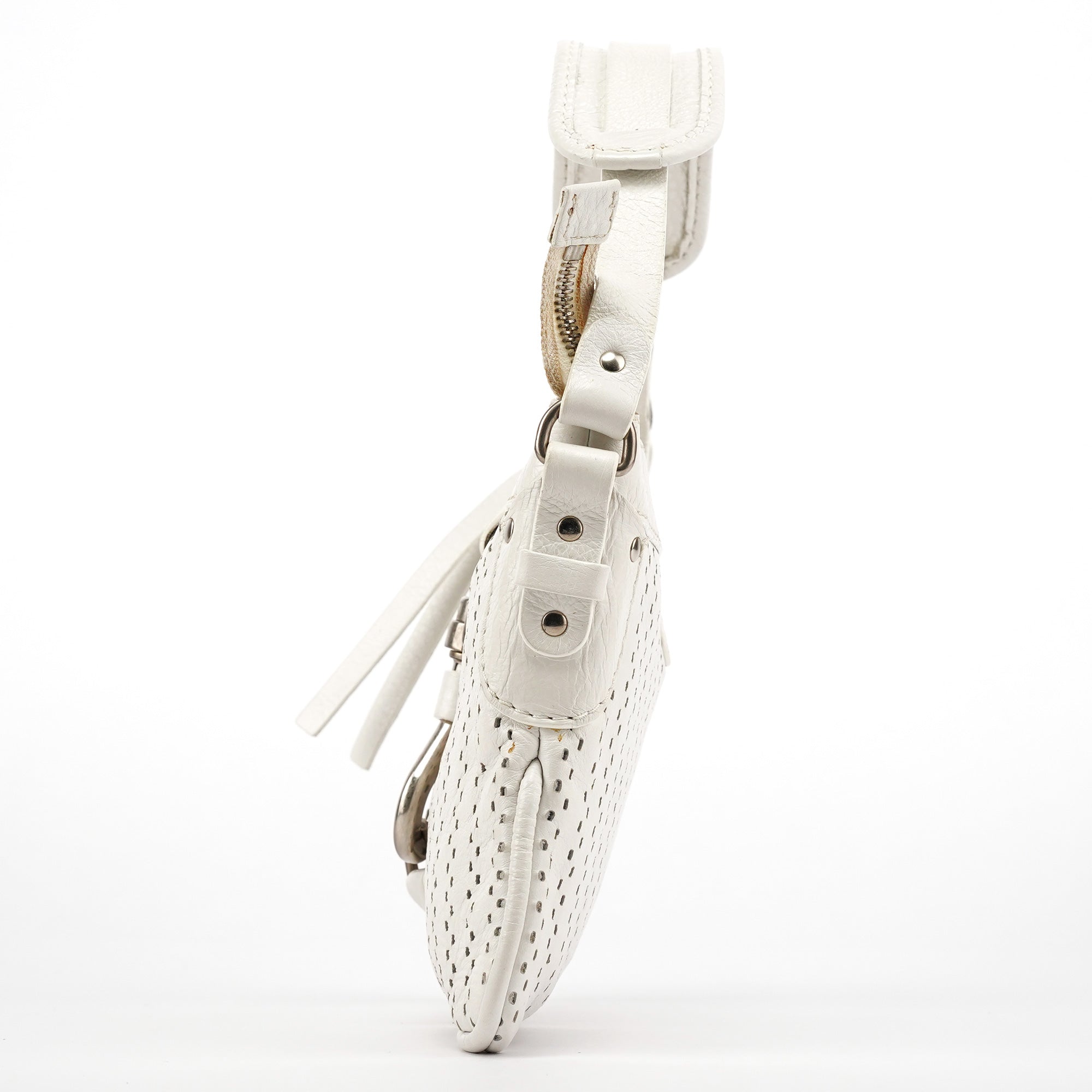 Chloe White Perforated Leather Shoulder Bag
