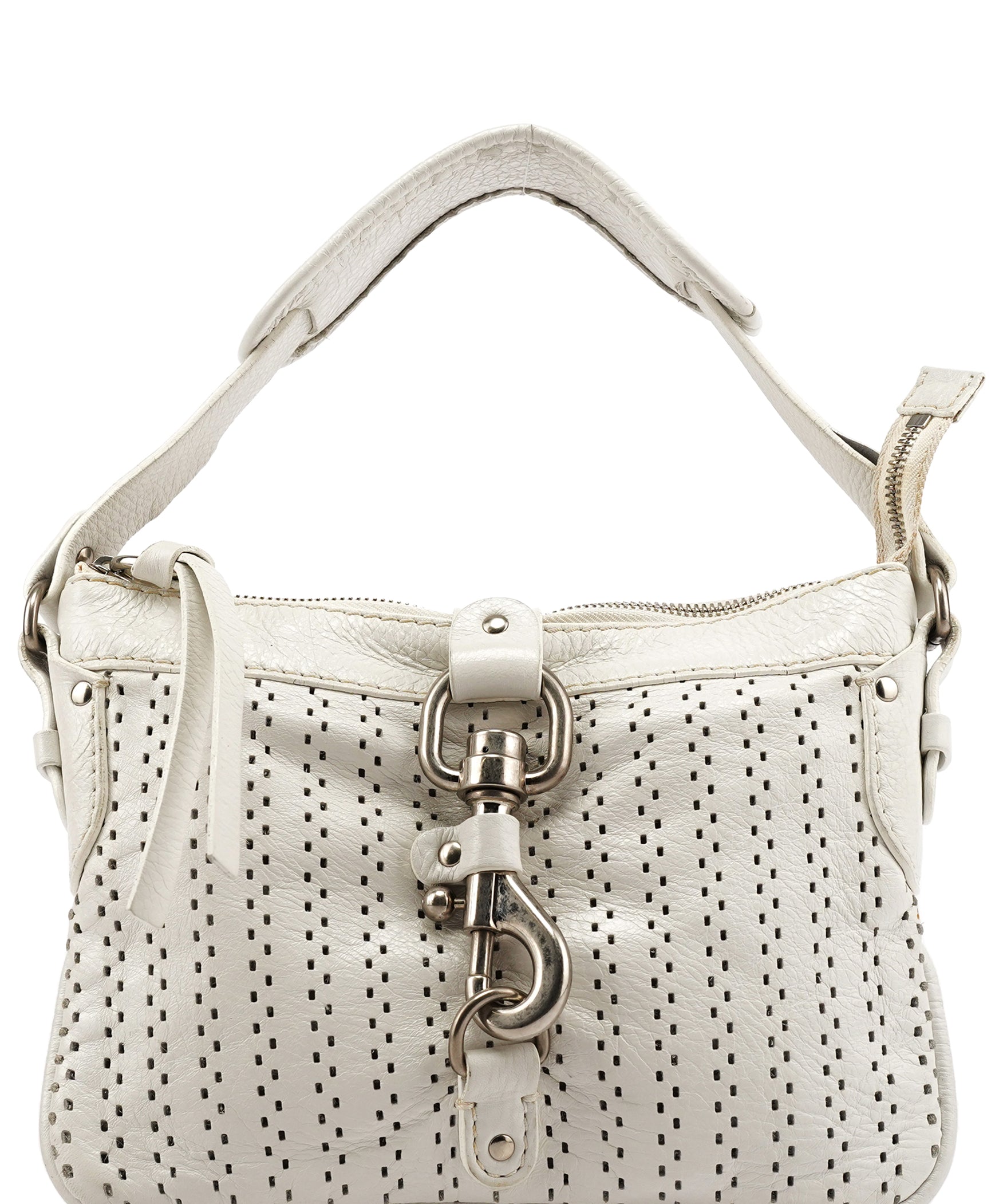 Chloe White Perforated Leather Shoulder Bag