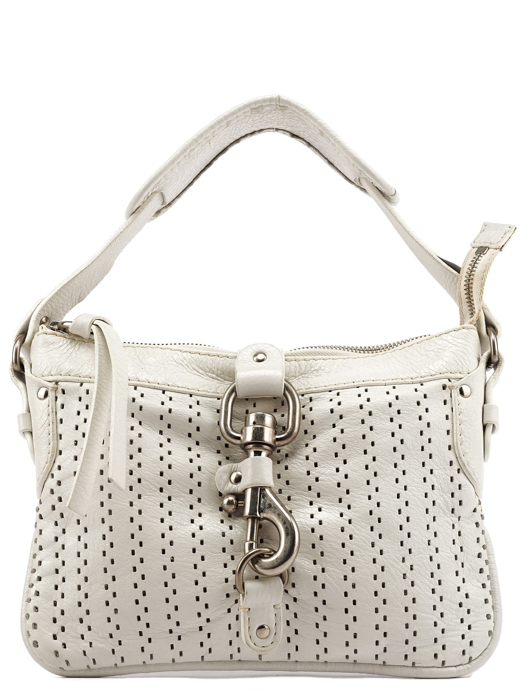 Chloe White Perforated Leather Shoulder Bag