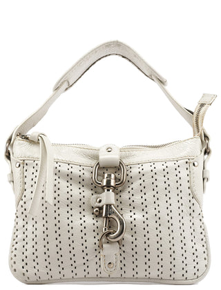 Chloe White Perforated Leather Shoulder Bag
