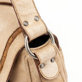 Christian Dior 2005 Beige Crackled Leather Gaucho Saddle Bag