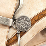 Christian Dior 2005 Beige Crackled Leather Gaucho Saddle Bag