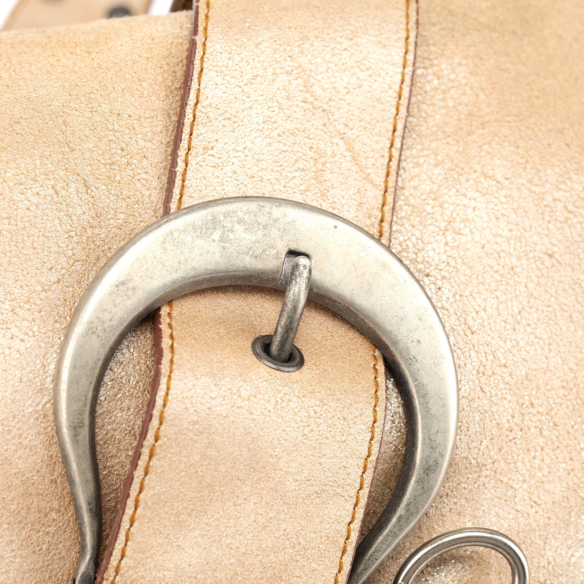 Christian Dior 2005 Beige Crackled Leather Gaucho Saddle Bag