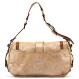 Christian Dior 2005 Beige Crackled Leather Gaucho Saddle Bag