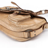 Christian Dior 2005 Beige Crackled Leather Gaucho Saddle Bag