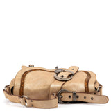 Christian Dior 2005 Beige Crackled Leather Gaucho Saddle Bag