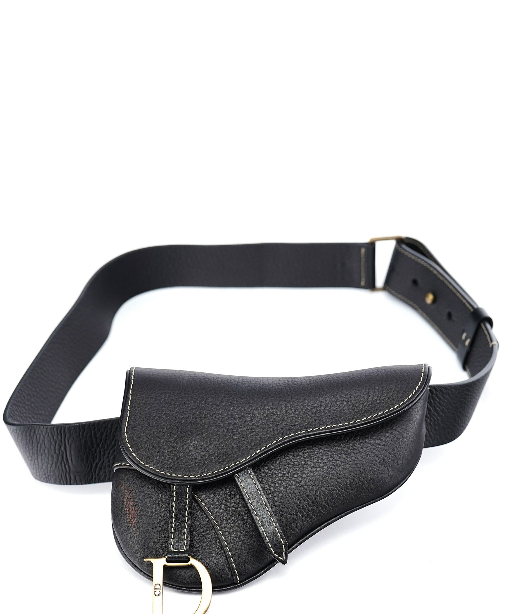 Christian Dior Black Calfskin Saddle Waistbag