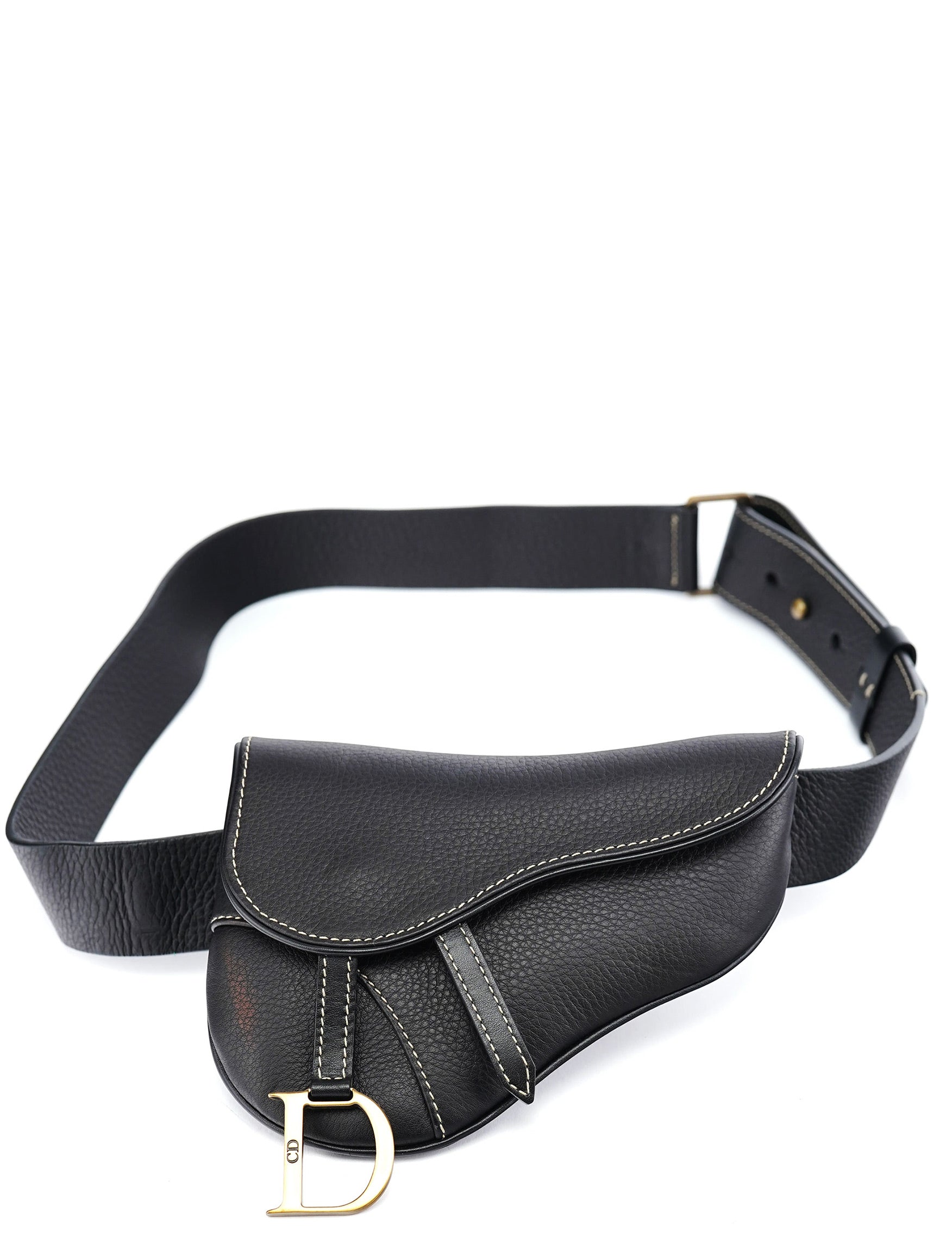 Christian Dior Black Calfskin Saddle Waistbag