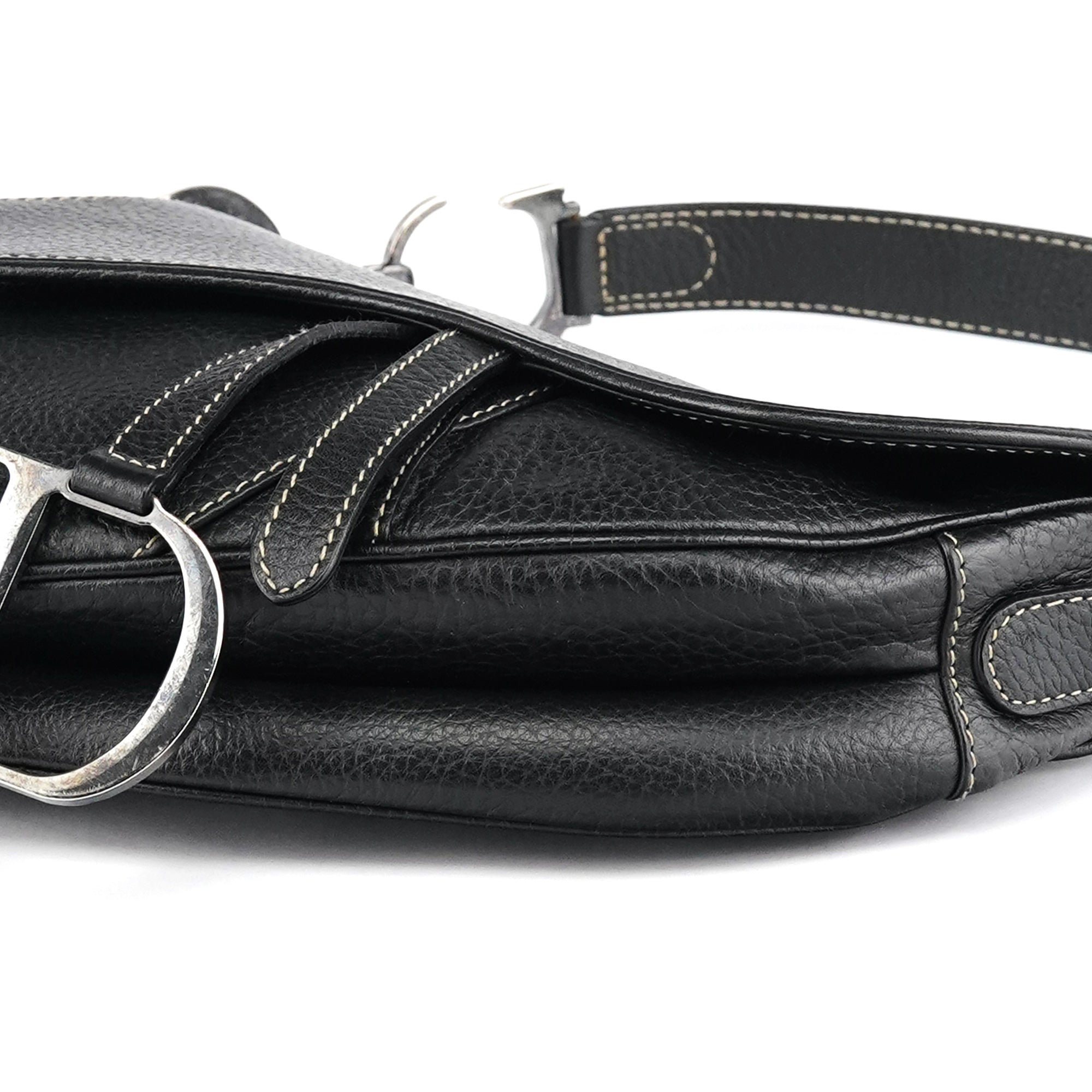 Christian Dior Black Leather Saddle Shoulder Bag