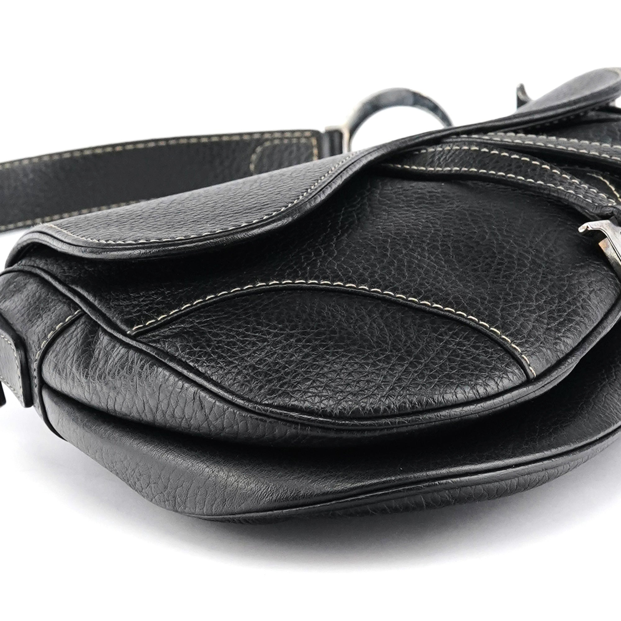 Christian Dior Black Leather Saddle Shoulder Bag