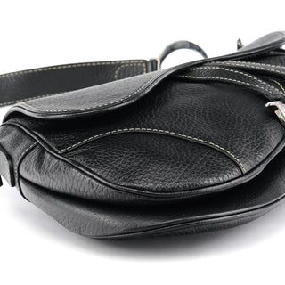 Christian Dior Black Leather Saddle Shoulder Bag