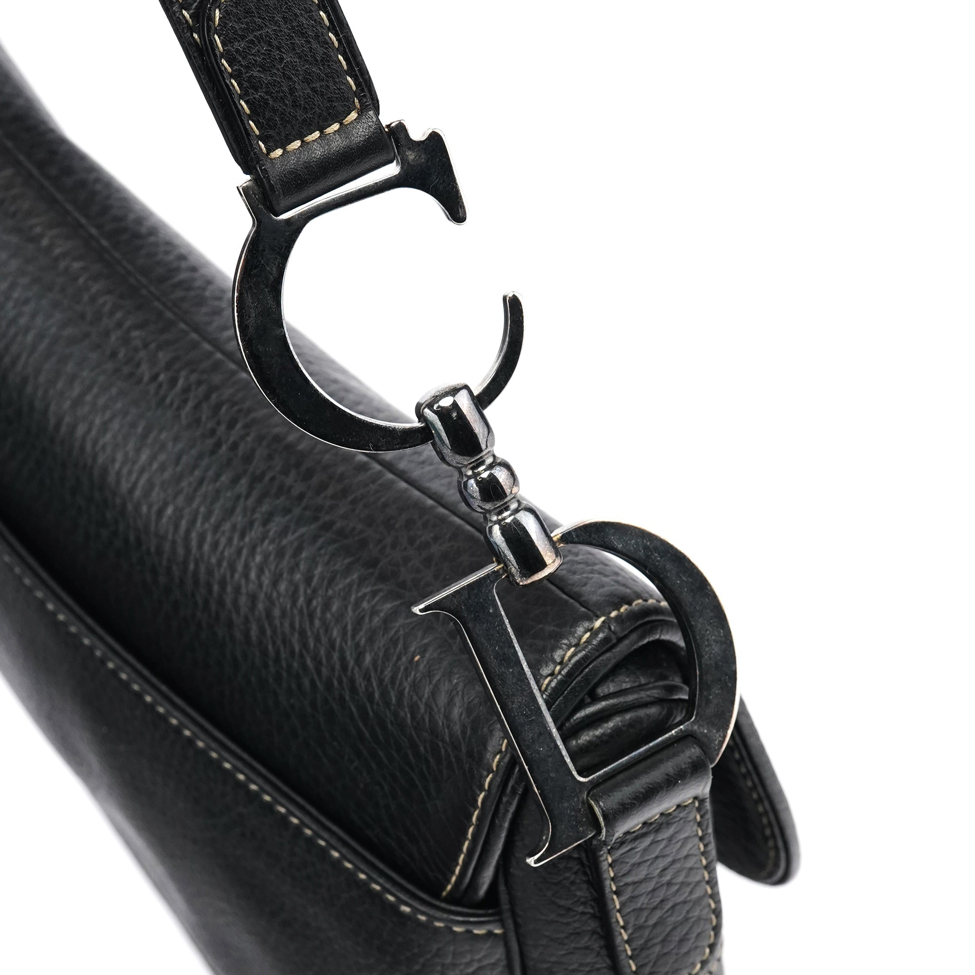 Christian Dior Black Leather Saddle Shoulder Bag