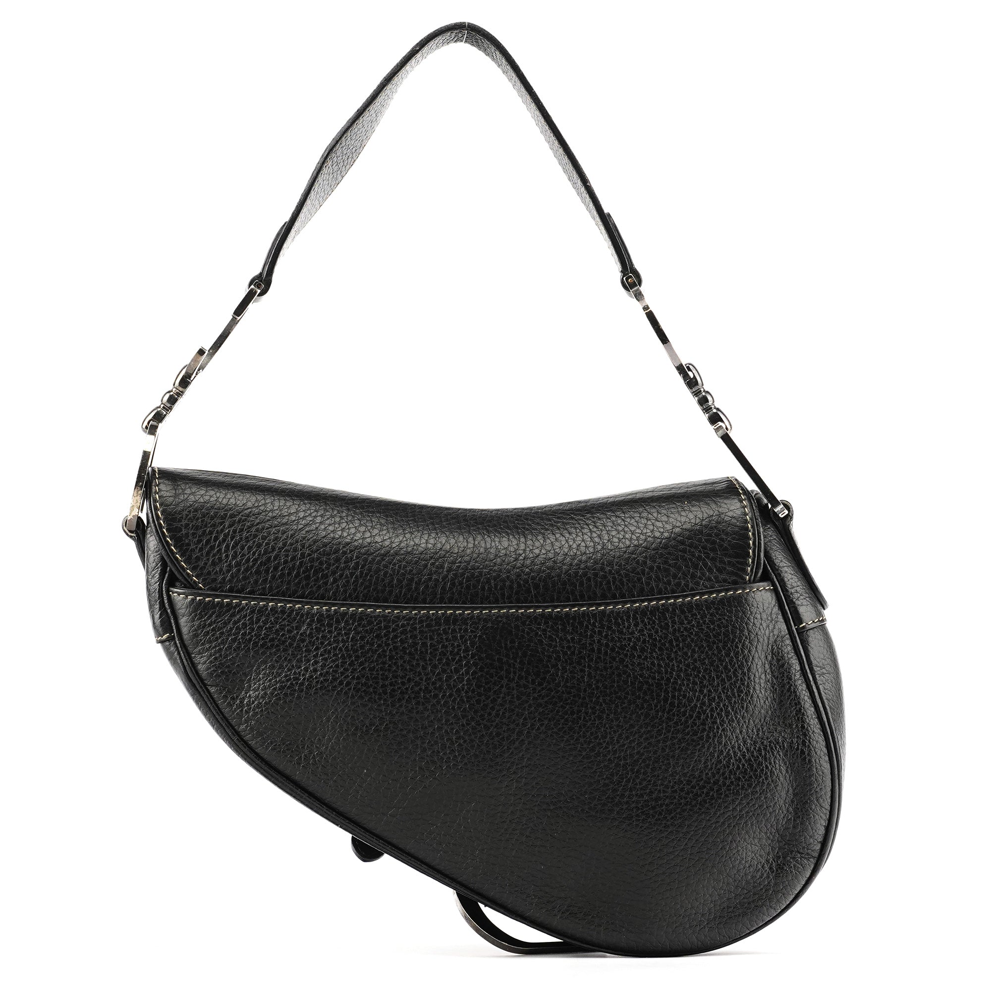 Christian Dior Black Leather Saddle Shoulder Bag