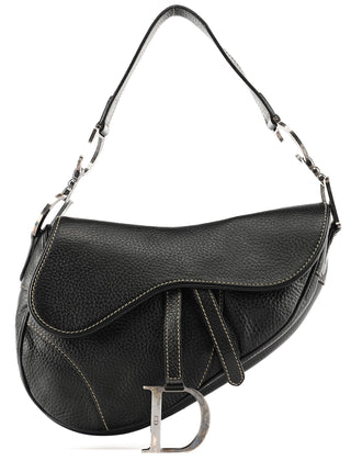 Christian Dior Black Leather Saddle Shoulder Bag