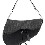 Christian Dior Black Monogram Saddle Bag
