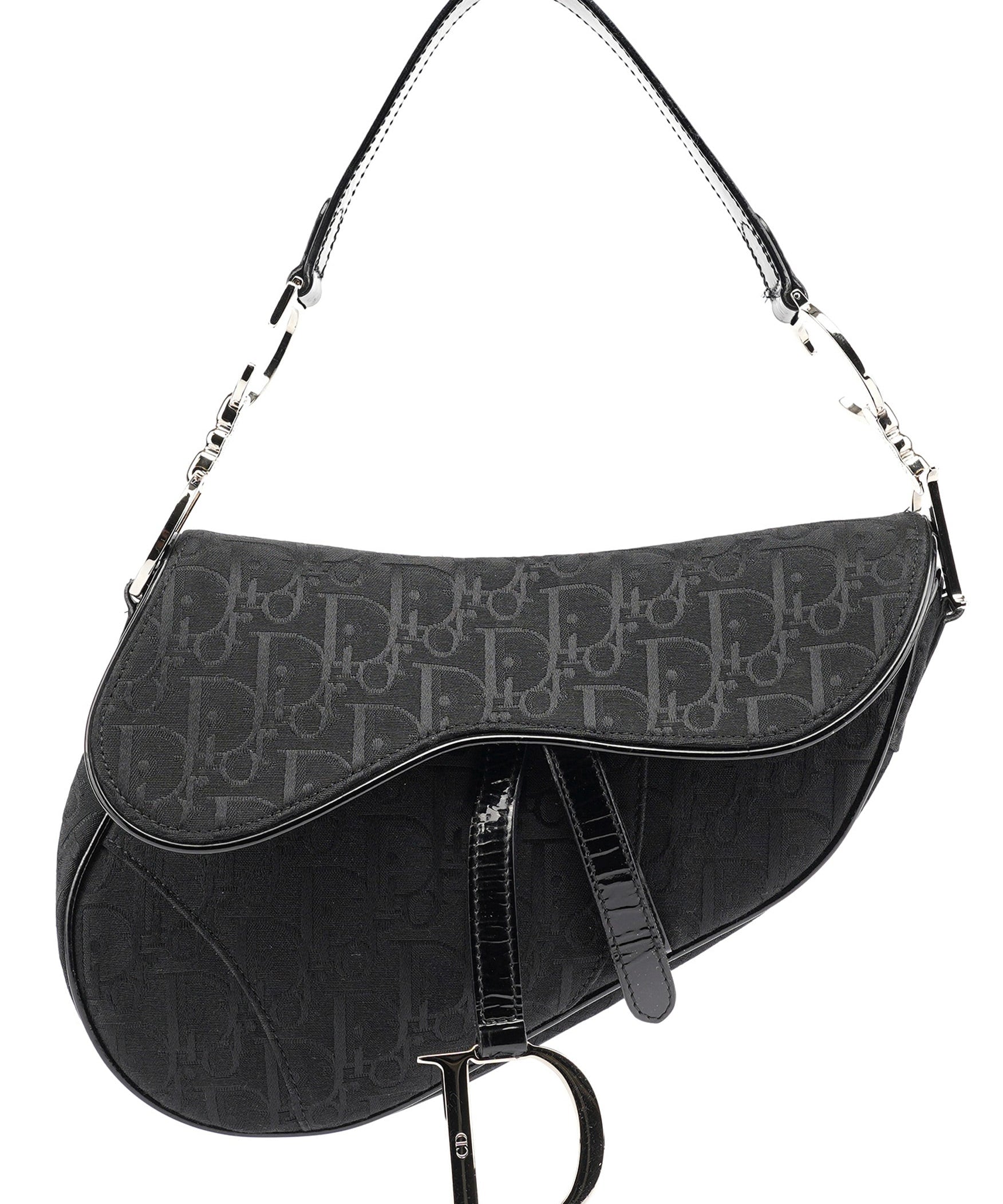 Christian Dior Black Monogram Saddle Bag