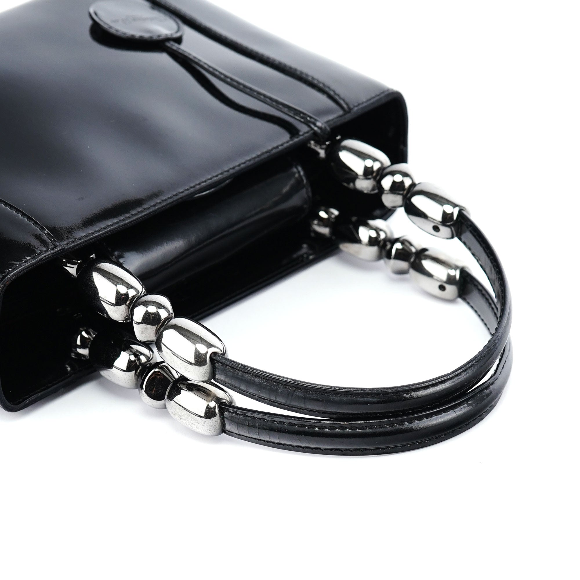 Christian Dior Mini sac cabas en cuir verni noir