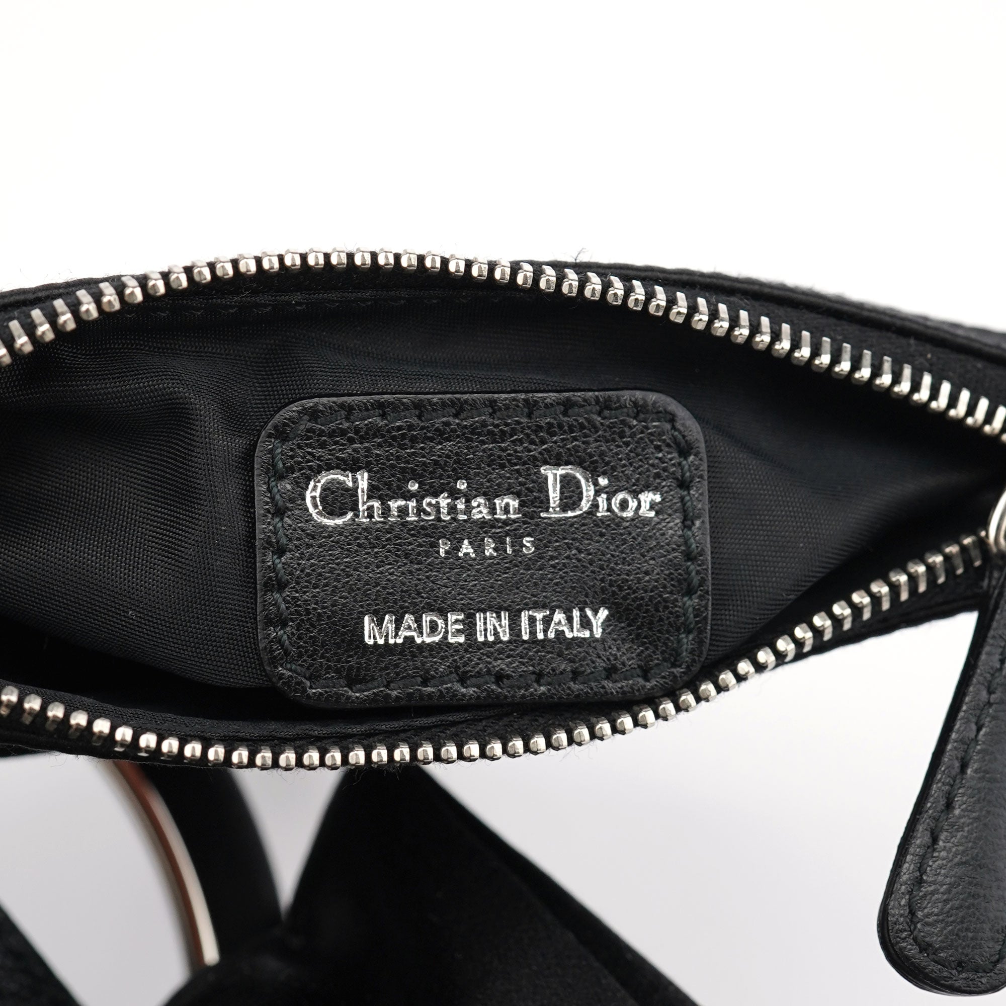 Christian Dior Black Satin Round Handle Mini Bag