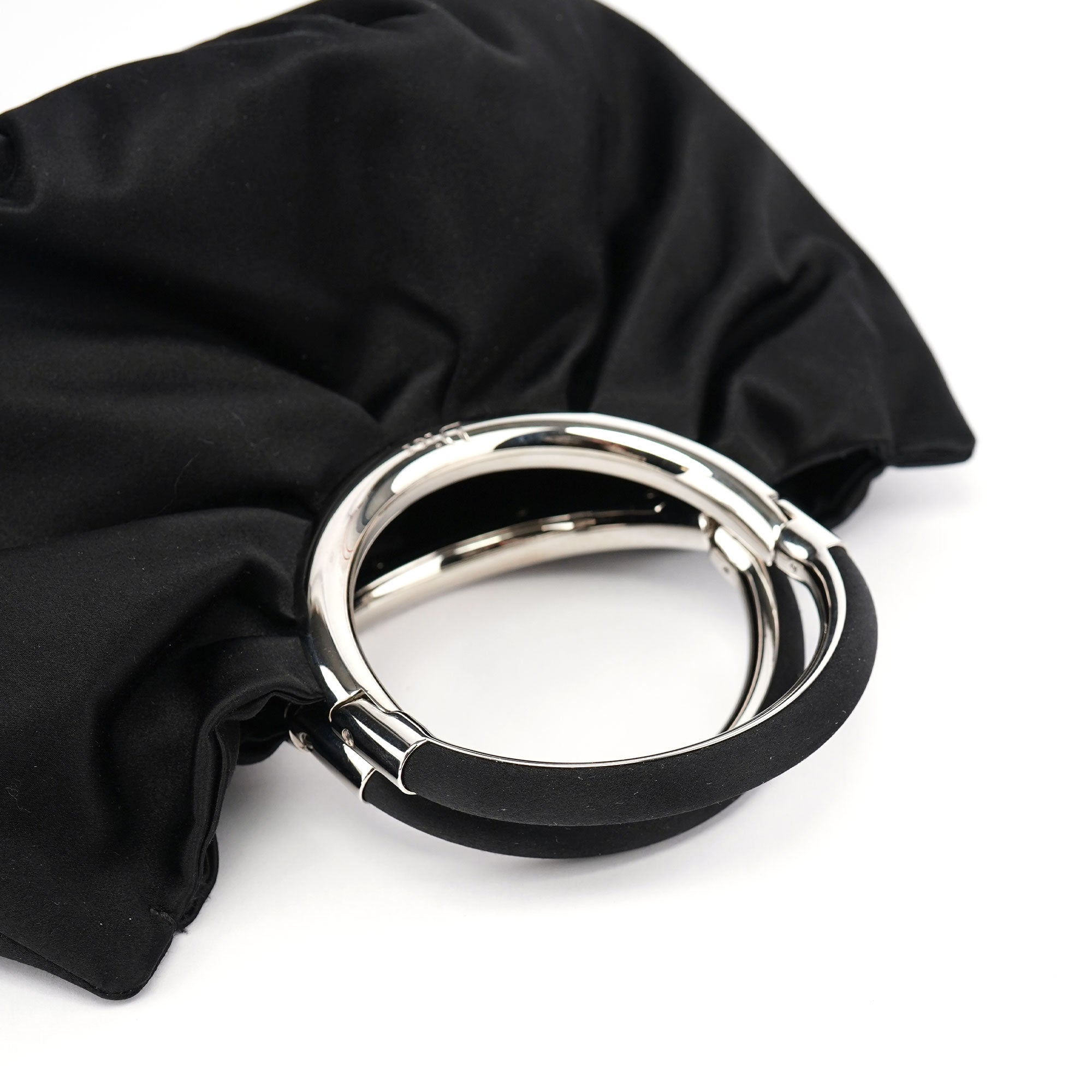 Christian Dior Black Satin Round Handle Mini Bag