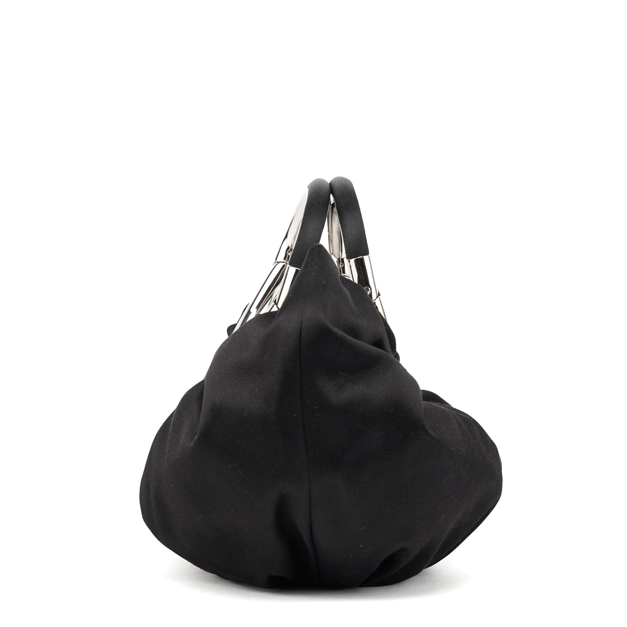 Christian Dior Black Satin Round Handle Mini Bag