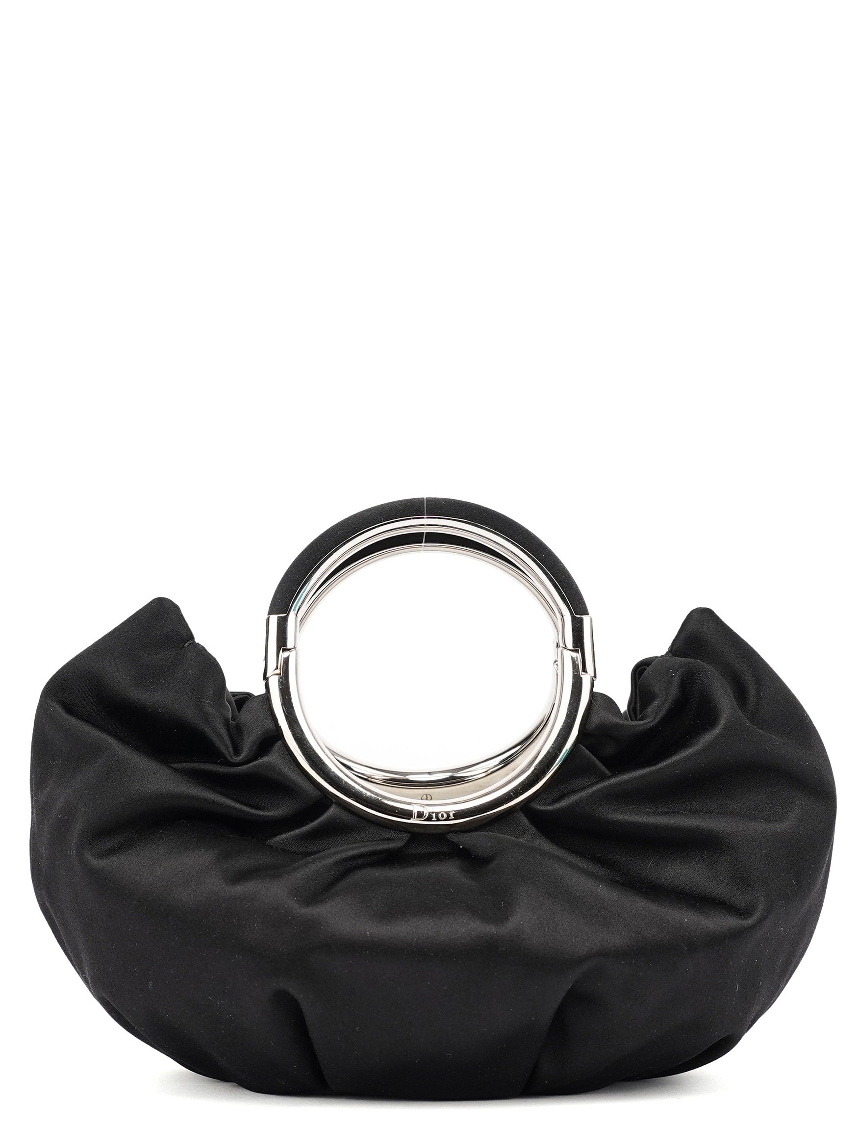 Christian Dior Black Satin Round Handle Mini Bag