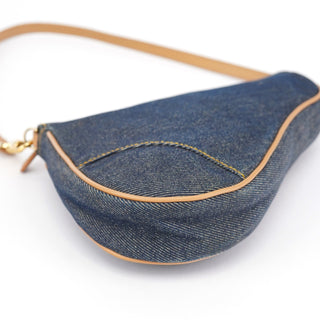 Christian Dior Navy Denim Mini Saddle Shoulder Bag