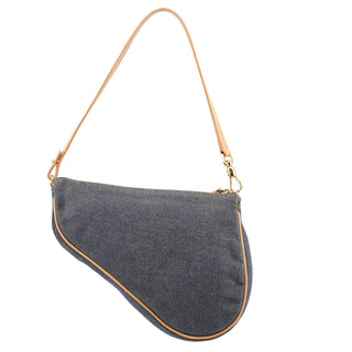 Christian Dior Navy Denim Mini Saddle Shoulder Bag