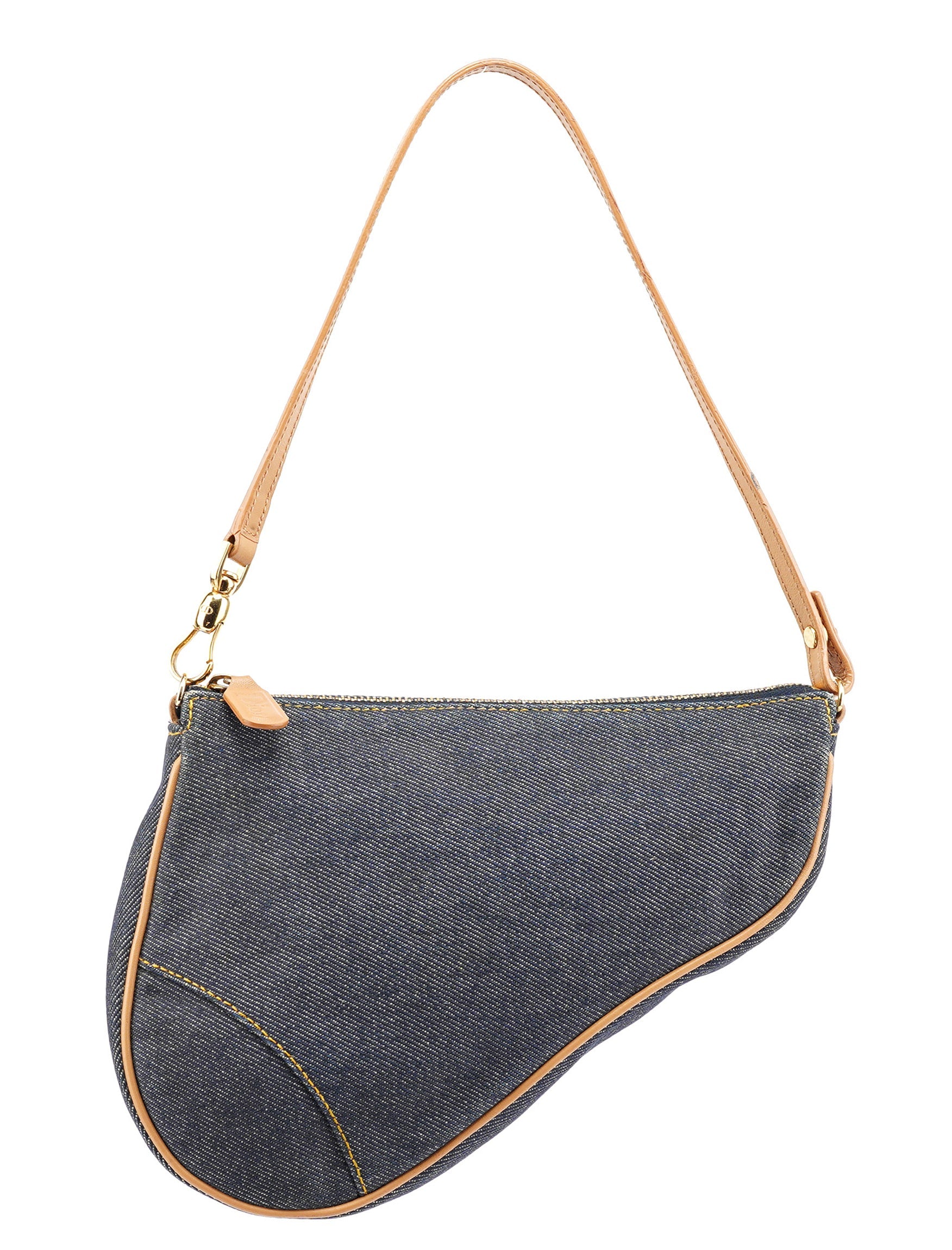Christian Dior Navy Denim Mini Saddle Shoulder Bag