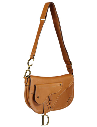 Christian Dior Tan Leather Saddle Bag