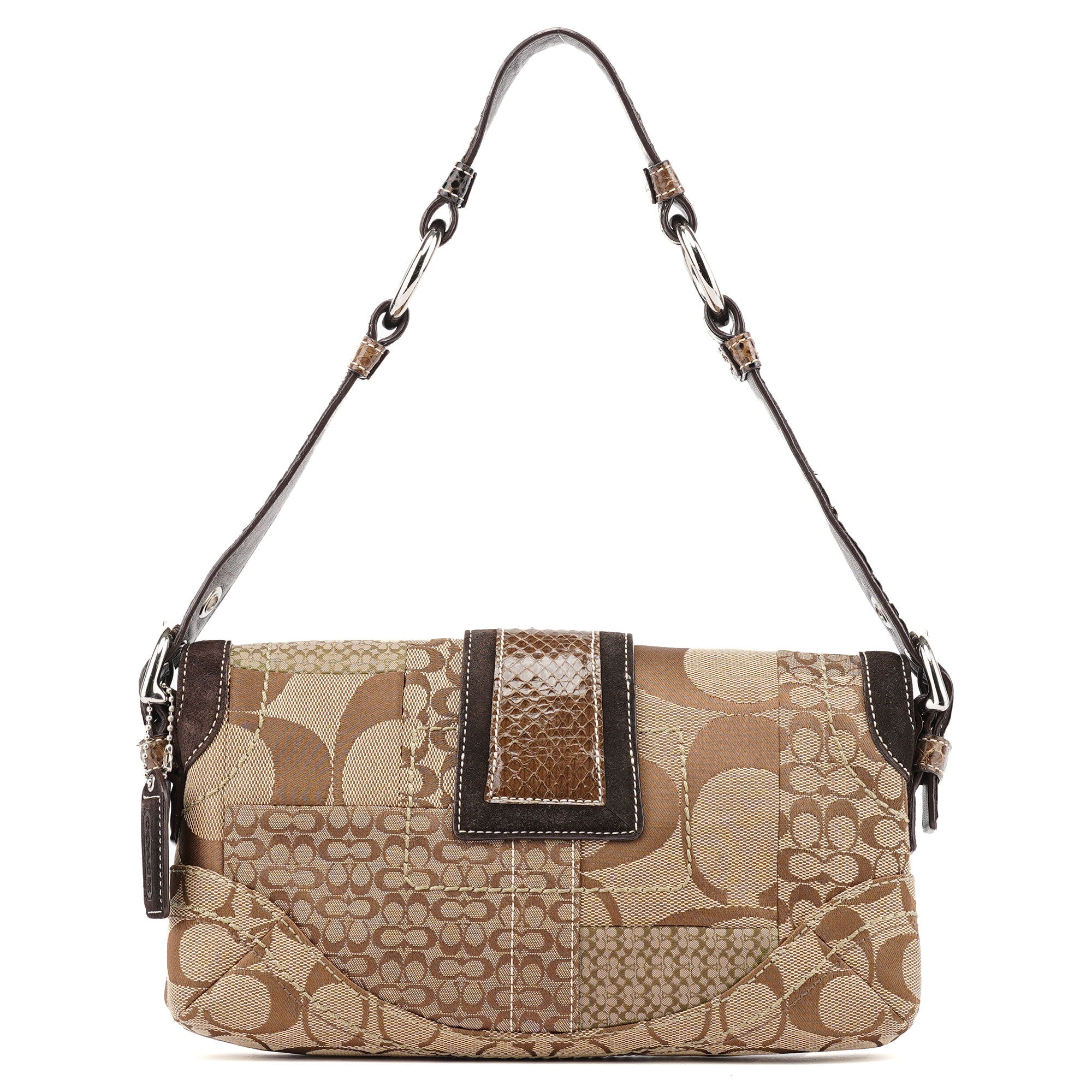Coach 10087 Beige Brown Snakeskin Soho Shoulder Bag
