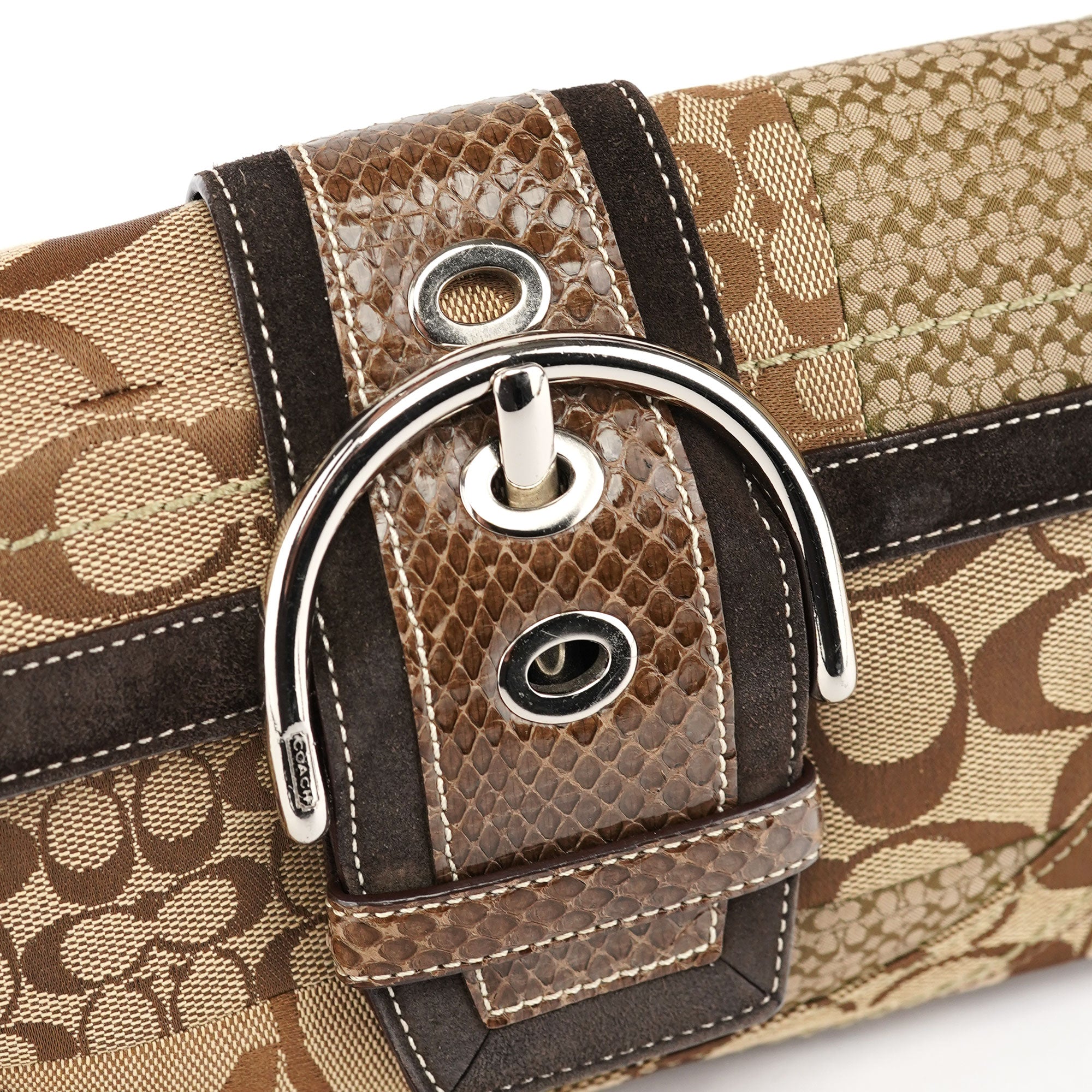 Coach 10087 Beige Brown Snakeskin Soho Shoulder Bag