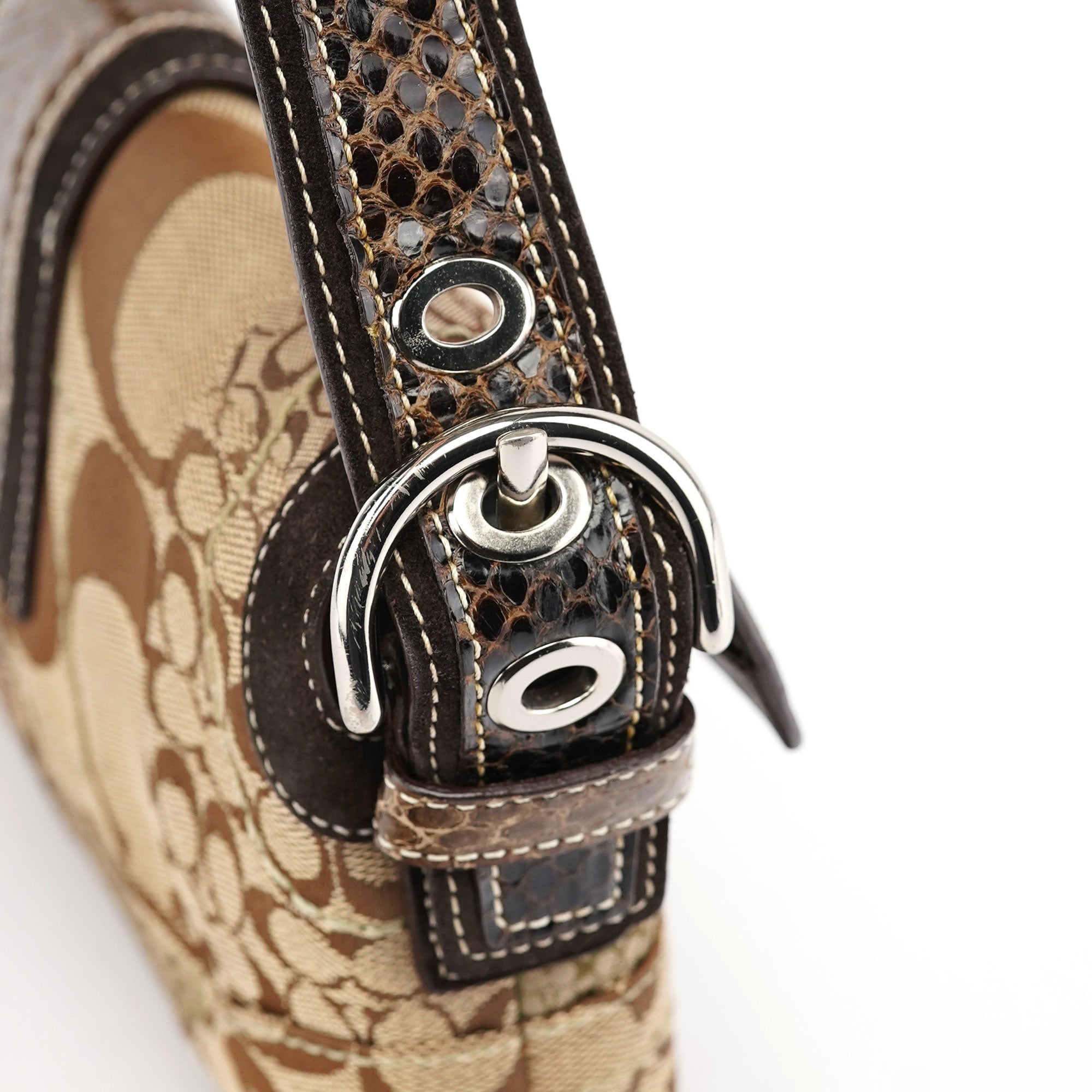 Coach 10087 Beige Brown Snakeskin Soho Shoulder Bag