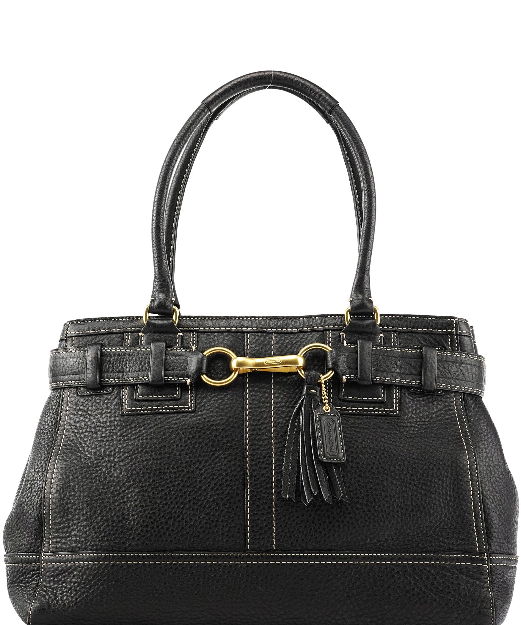 Coach 10213 Black Pebbled Leather Hampton Tote Bag