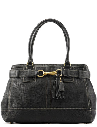 Coach 10213 Black Pebbled Leather Hampton Tote Bag